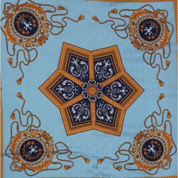 BLU DI BALESTRA Blue Royal Silk Scarf ITALY 34.5"/ 34.5” EC - Picture 4 of 10